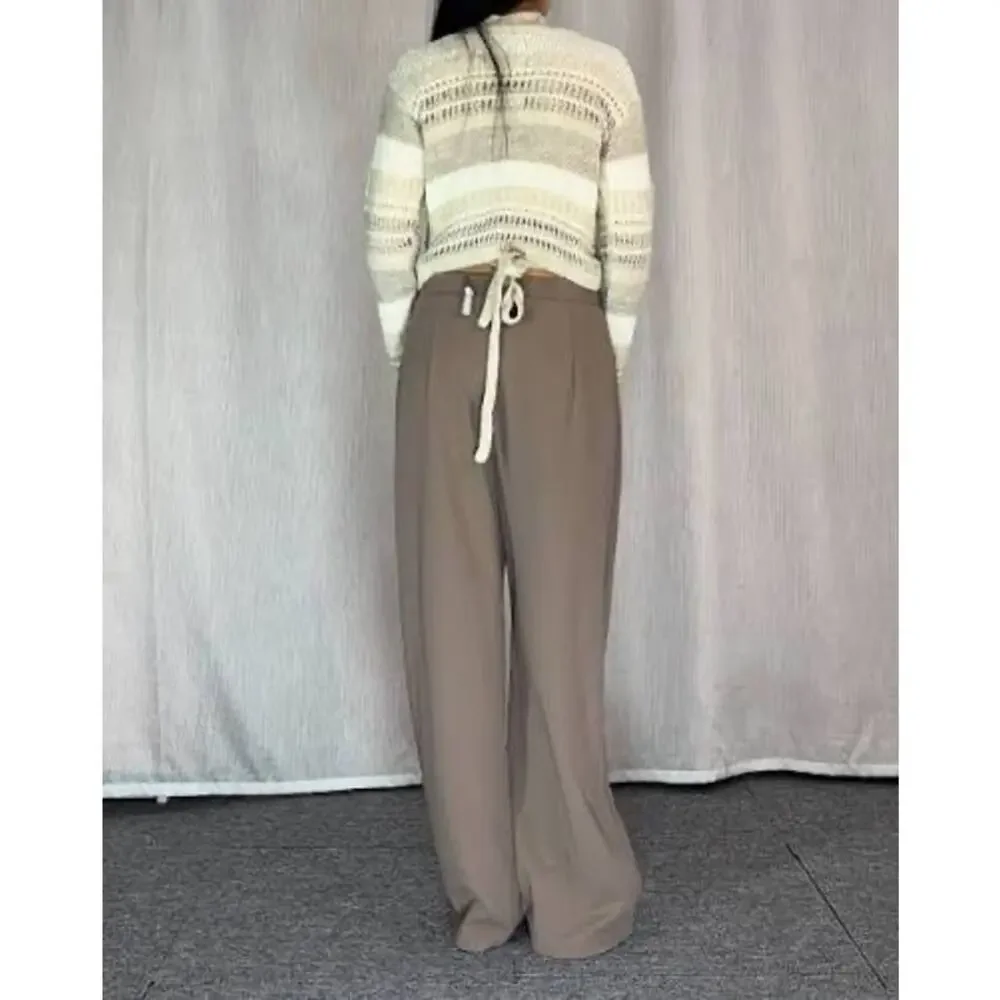 Zara Beige Knit Wrap Cropped Sweater Top Size Small 6771/005 Bohemian Chic
